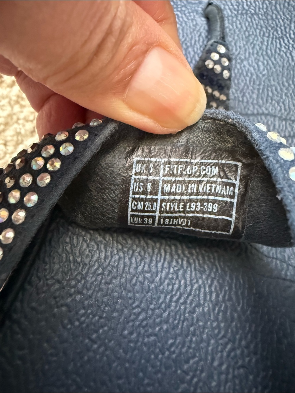 FitFlop Navy Blue Rhinestone Orthodic Sandals - Picture 6 of 8